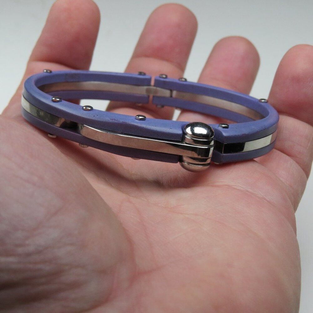 $150 ID Bracelet St. Steel & Rubber Purple